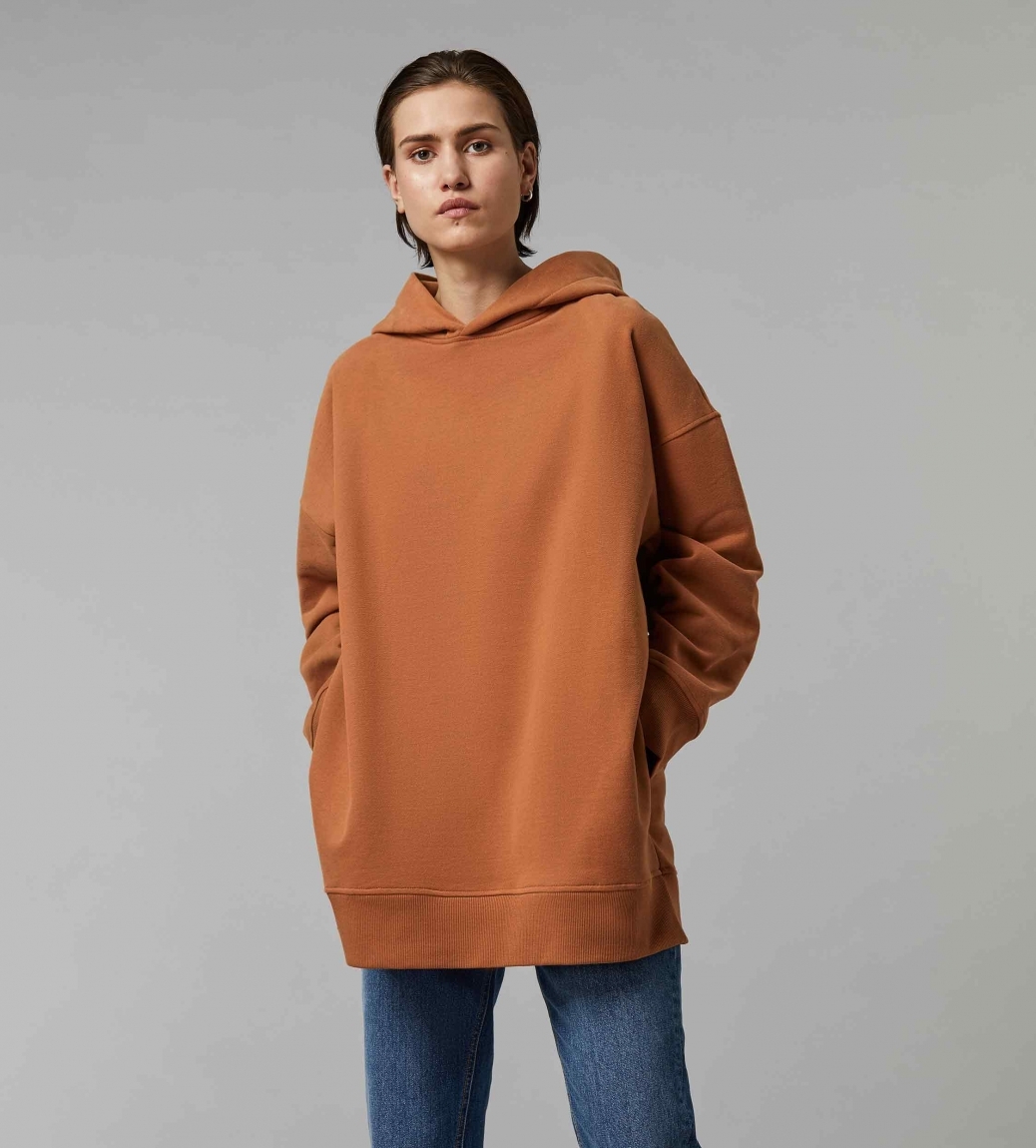 PLAIN OVERSIZED HOODIE - CLAY BROWN - 2