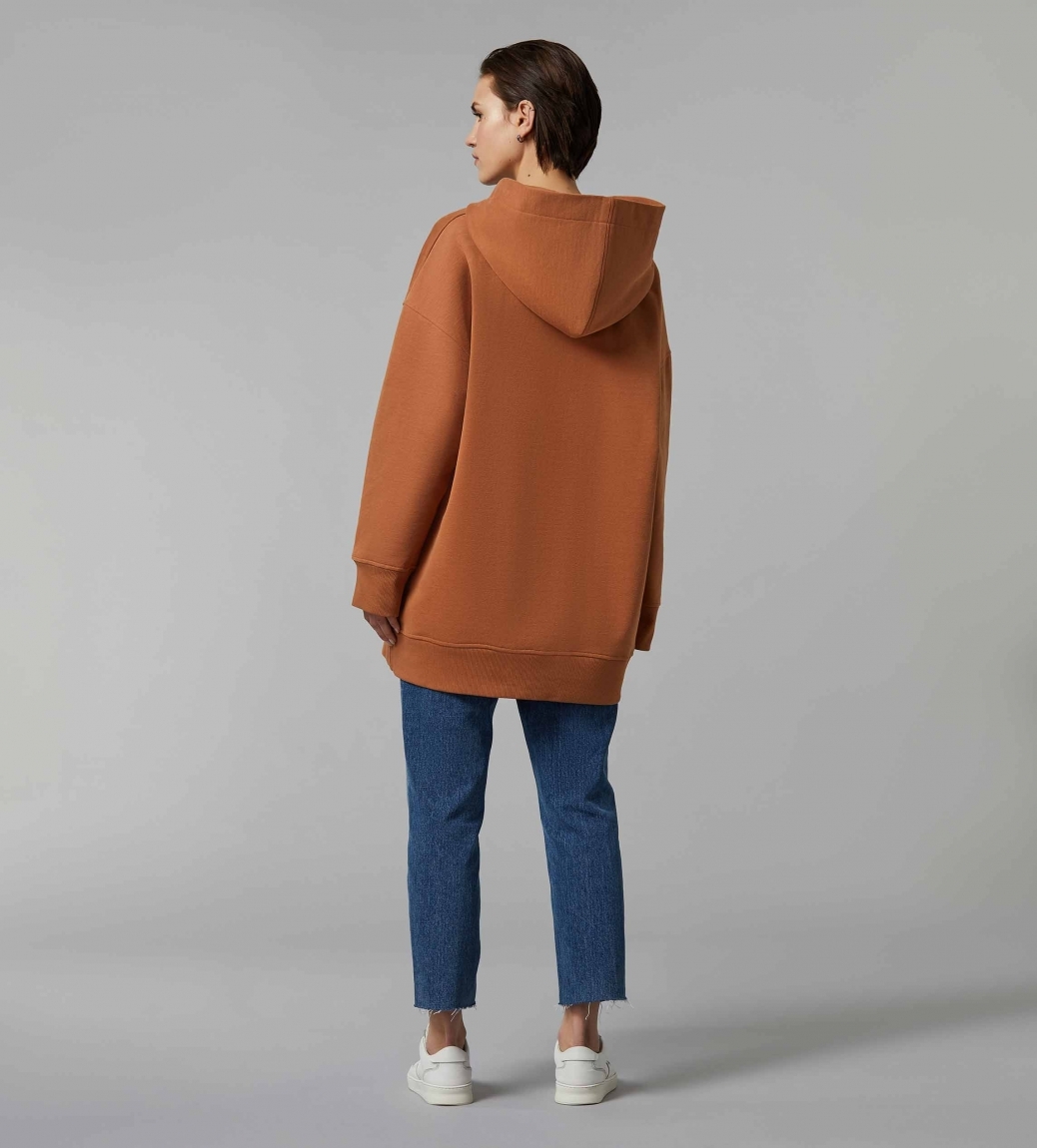 PLAIN OVERSIZED HOODIE - CLAY BROWN - 3