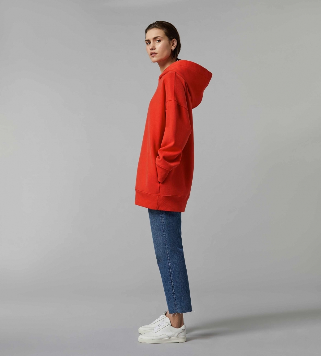 PLAIN OVERSIZED HOODIE - RED - 3