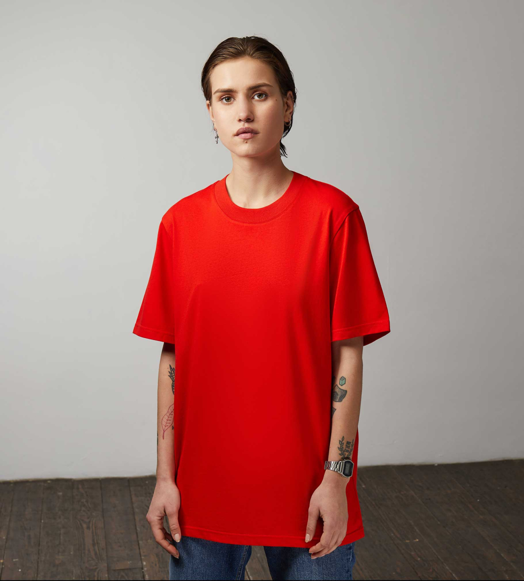 PLAIN OVERSIZED T‑SHIRT (WOMEN) - RED - 1