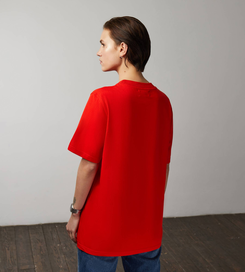 PLAIN OVERSIZED T‑SHIRT (WOMEN) - RED - 3